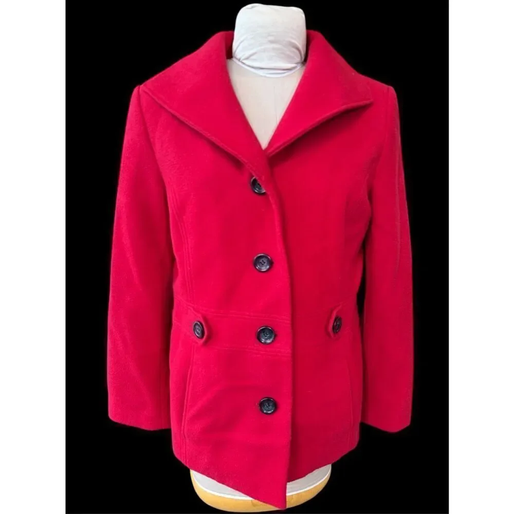 JM Collection Women’s Pea Coat Ted Button Front Sz. M Lined Classic
